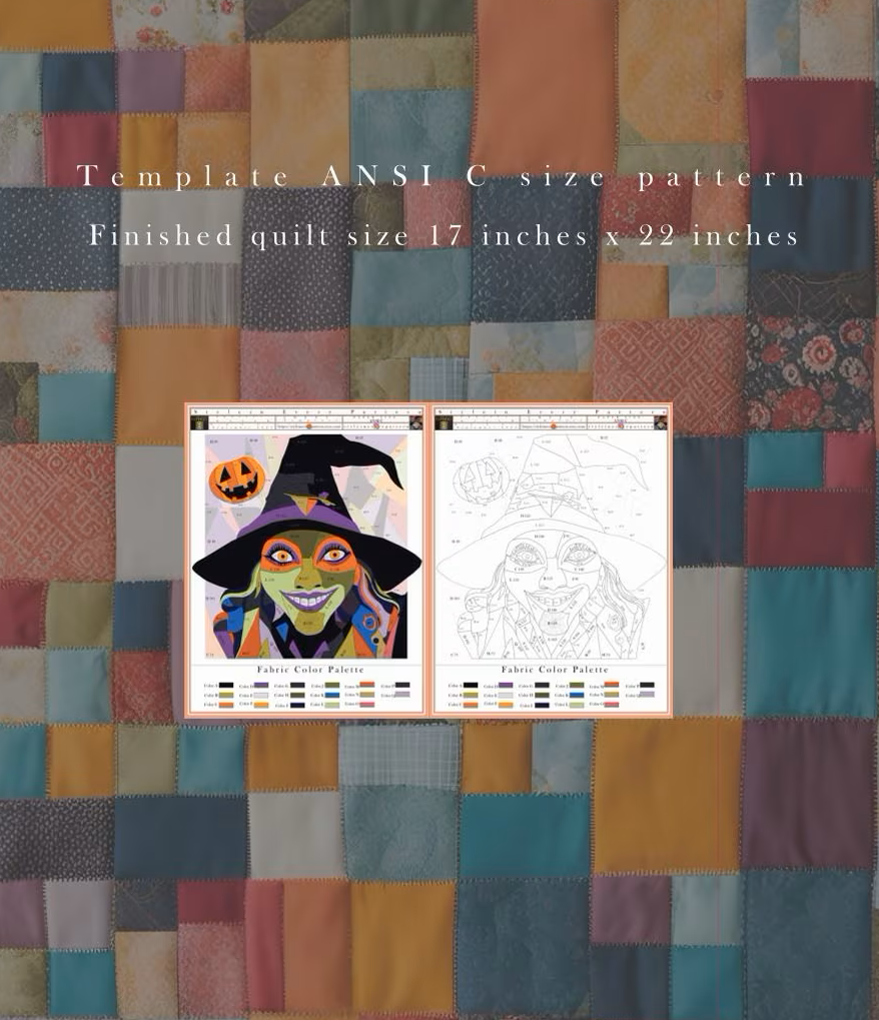 Witch Collage Quilt Pattern – Digital Appliqué Template (PDF)