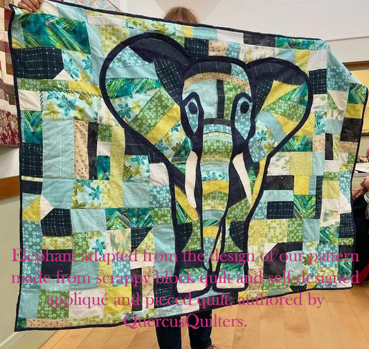 Elephant Collage Quilt Pattern – Digital Appliqué Template (PDF)
