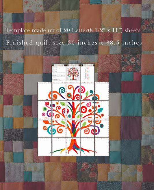 Tree of Life Collage Quilt Pattern – Digital Appliqué Template (PDF)