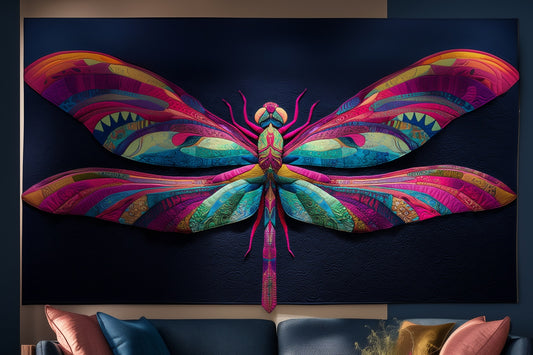 Dragonfly Quilt Pattern PDF, Raw Edge Applique Wall Hanging, Printable Collage Template