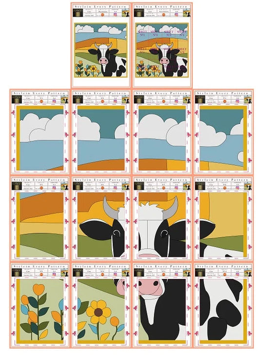 Cow Collage Quilt Pattern – Digital Appliqué & Patchwork Template (PDF)