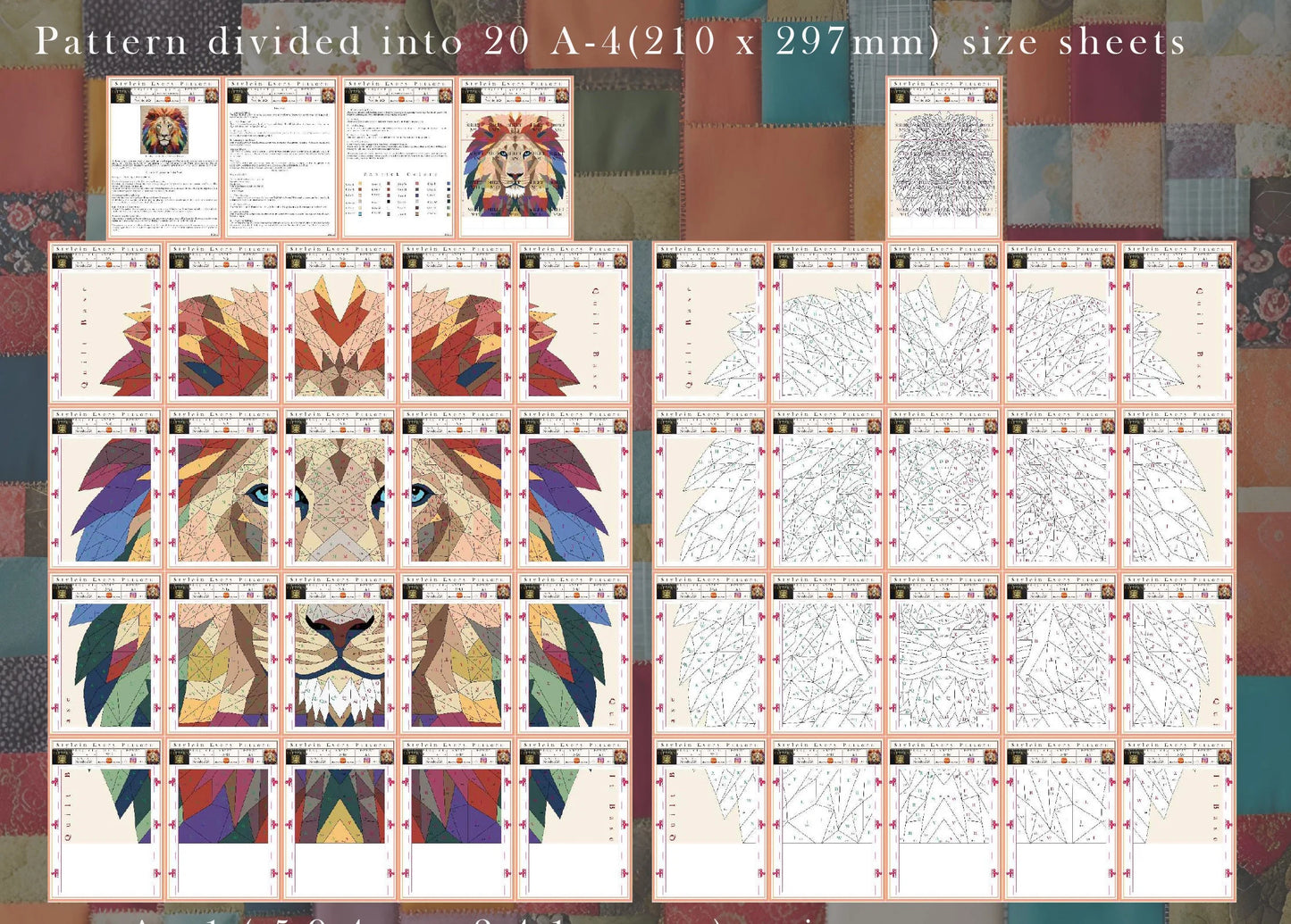Lion Collage Quilt Pattern – Digital Appliqué Template (PDF)