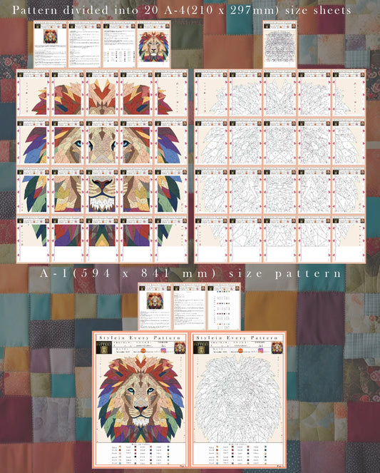 Lion Collage Quilt Pattern – Digital Appliqué Template (PDF)