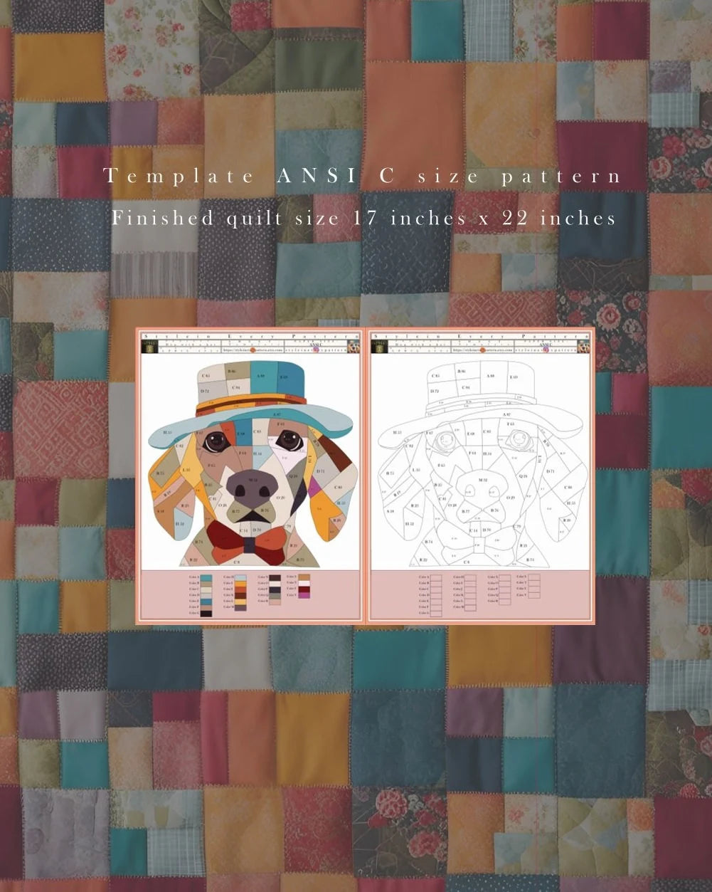 Dog with hat and bowtie pattern