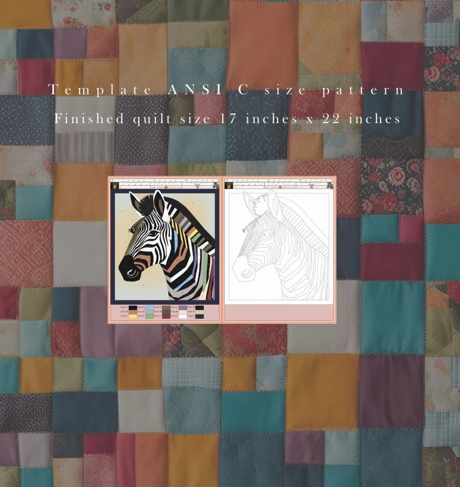 Zebra Collage Quilt Pattern – Digital Appliqué Template (PDF)