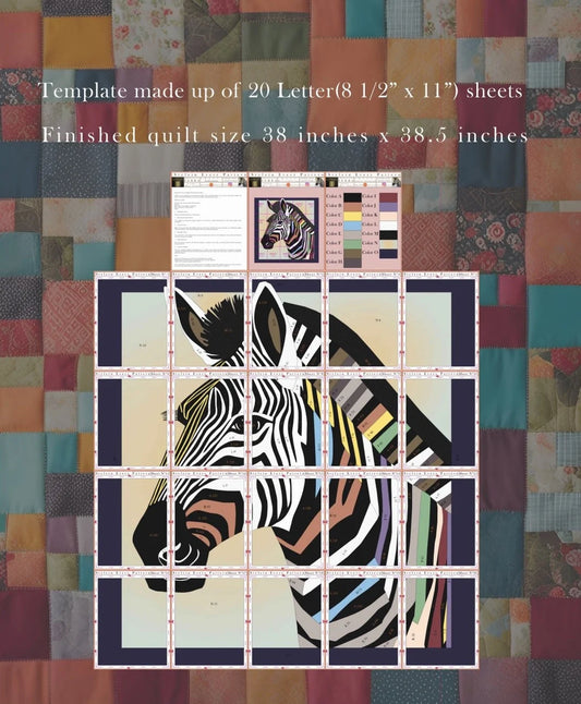 Zebra Collage Quilt Pattern – Digital Appliqué Template (PDF)