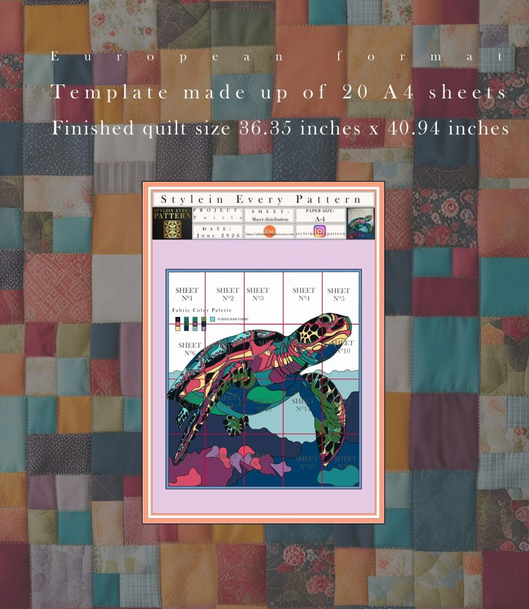 Sea Turtle Quilt Pattern PDF, Raw Edge Applique, Ocean Wall Hanging, Coastal Quilt