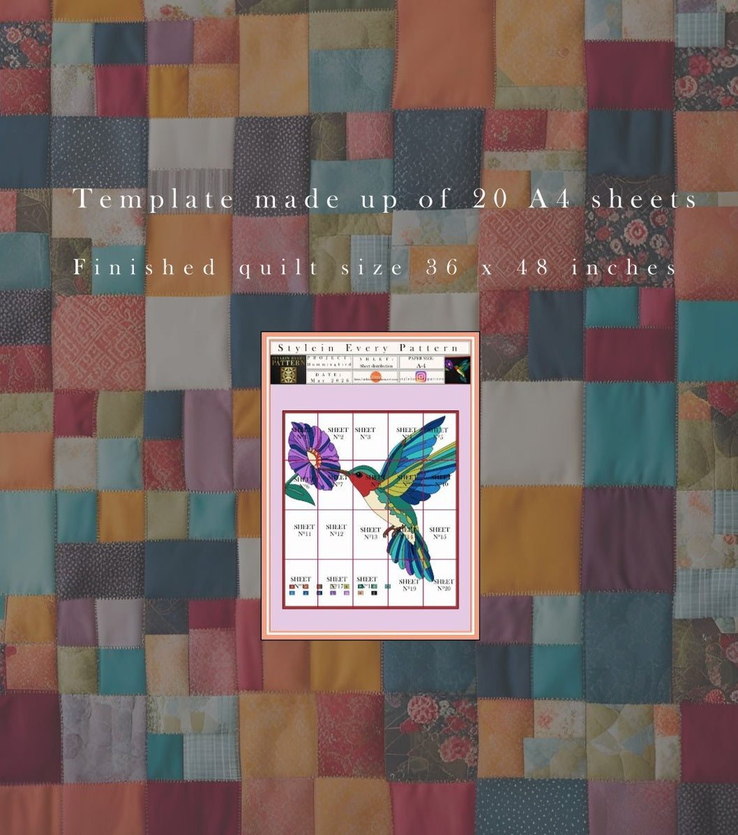 Hummingbird Quilt Pattern PDF, Raw Edge Appliqué Wall Hanging , Modern Bird Colorful Garden