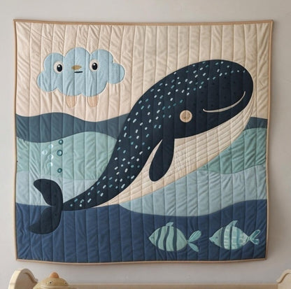Baby Whale Quilt Pattern PDF Ocean Nursery Applique Wall Hanging Raw Edge