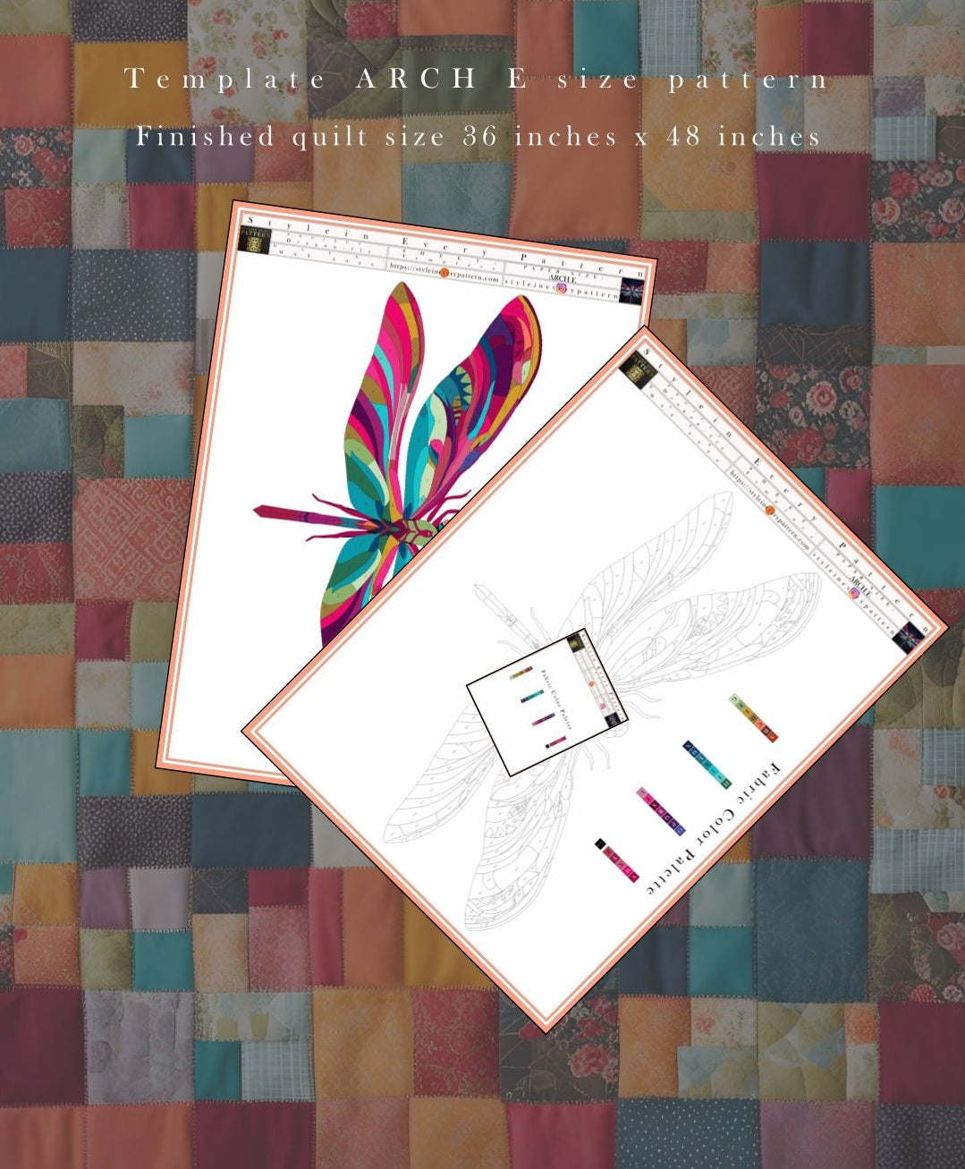 Dragonfly Quilt Pattern PDF, Raw Edge Applique Wall Hanging, Printable Collage Template