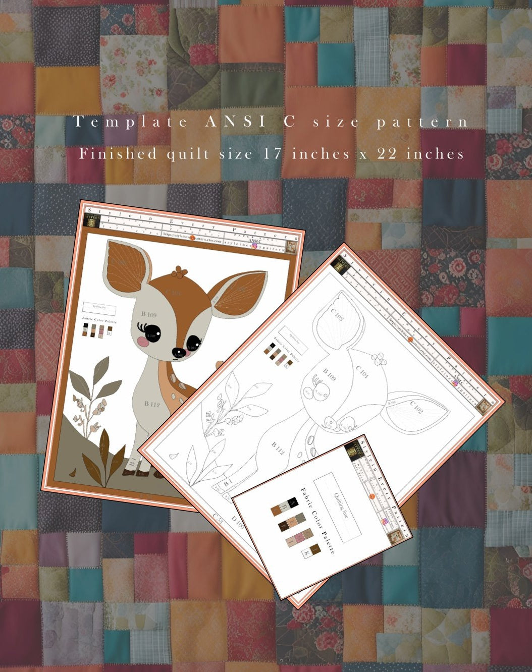Fawn Quilt Pattern PDF Baby Deer Applique Woodland Nursery Wall Hanging Raw Edge