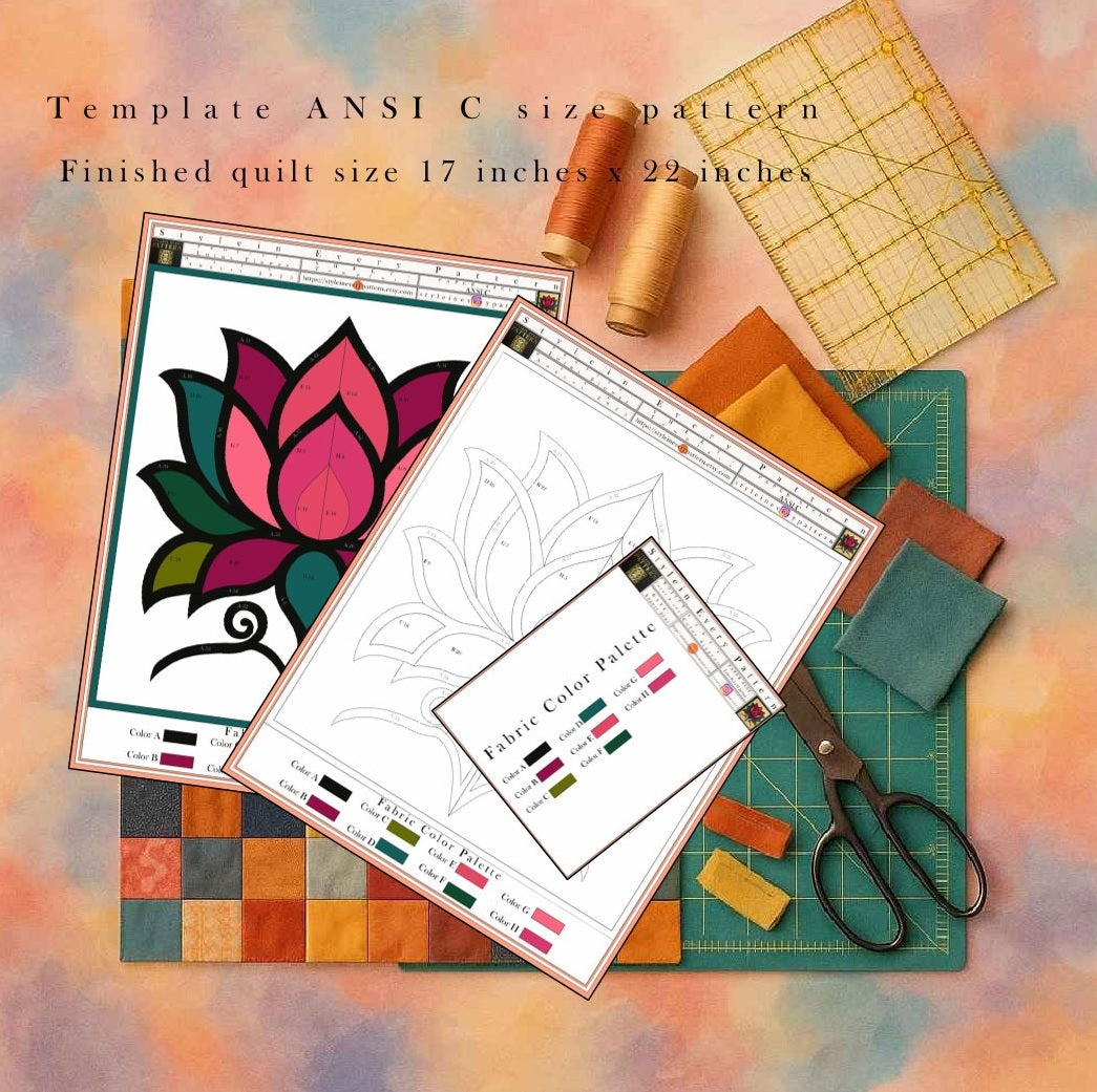 Lotus flower quilt pattern