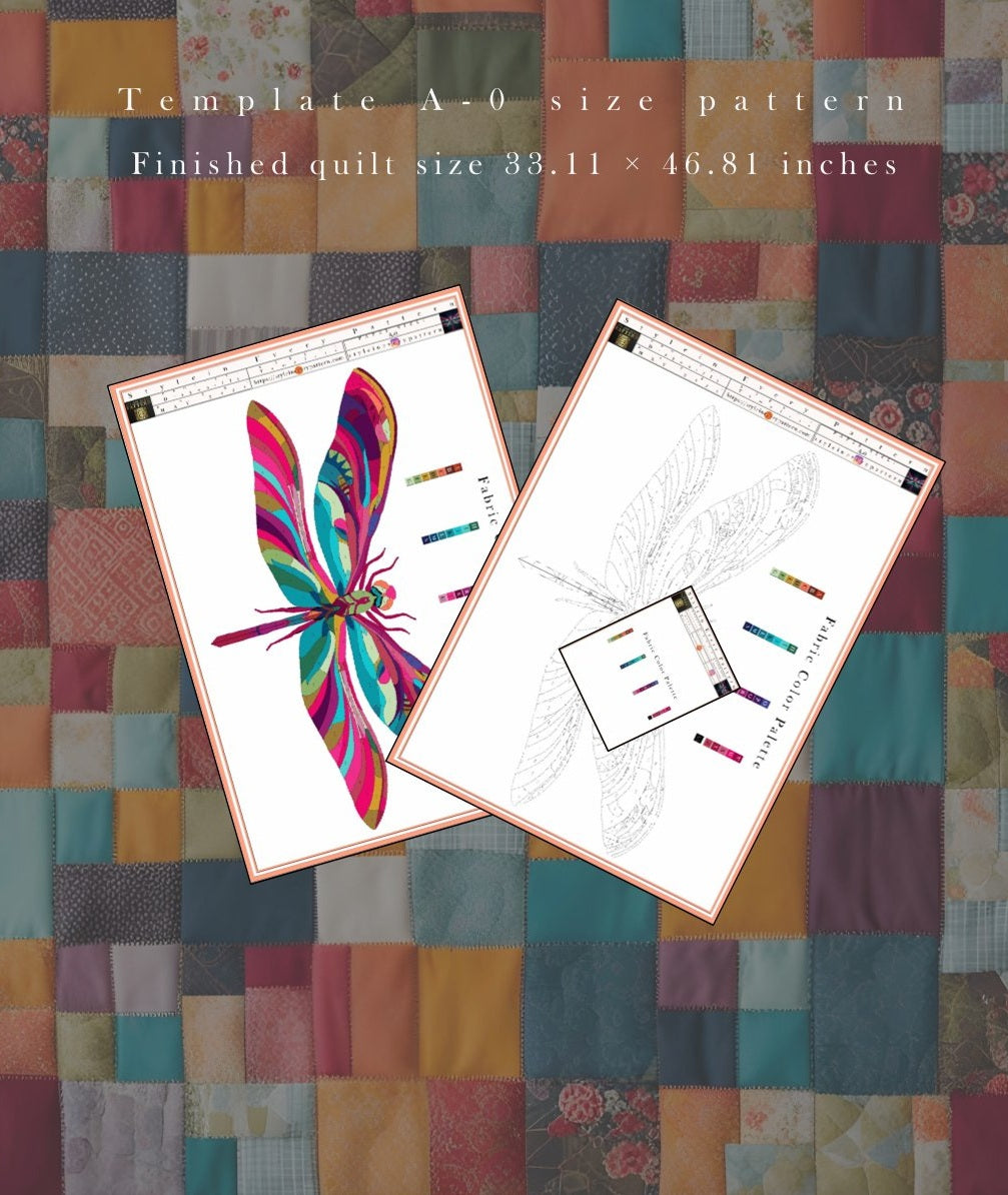 Dragonfly Quilt Pattern PDF, Raw Edge Applique Wall Hanging, Printable Collage Template