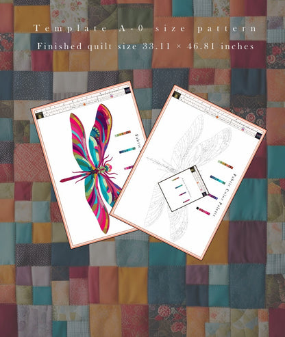 Dragonfly Quilt Pattern PDF, Raw Edge Applique Wall Hanging, Printable Collage Template