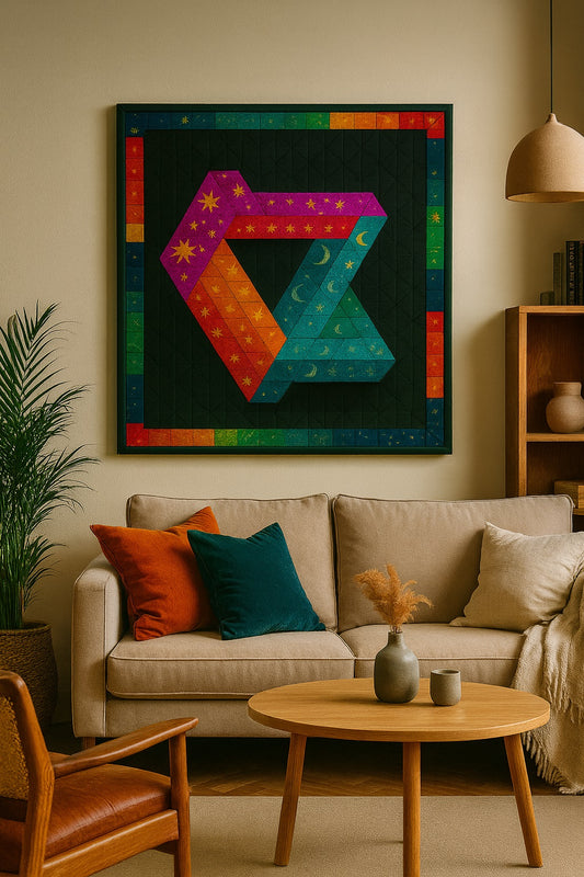 Geometric Quilt Pattern , Optical Illusion Patchwork Design, Modern Quilting Template with Relaxing Visual Effect ,pattern for beginners