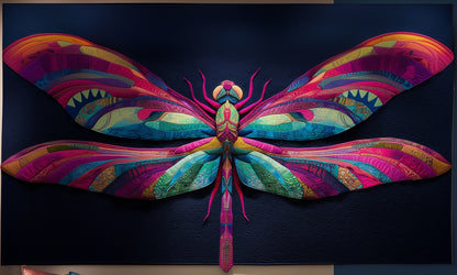 Dragonfly Quilt Pattern PDF, Raw Edge Applique Wall Hanging, Printable Collage Template
