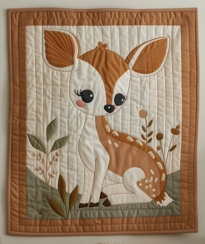 Fawn Quilt Pattern PDF Baby Deer Applique Woodland Nursery Wall Hanging Raw Edge