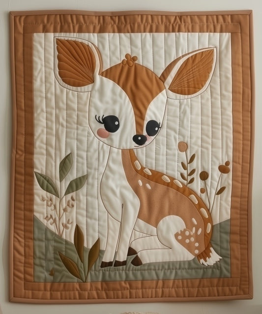 Fawn Quilt Pattern PDF Baby Deer Applique Woodland Nursery Wall Hanging Raw Edge