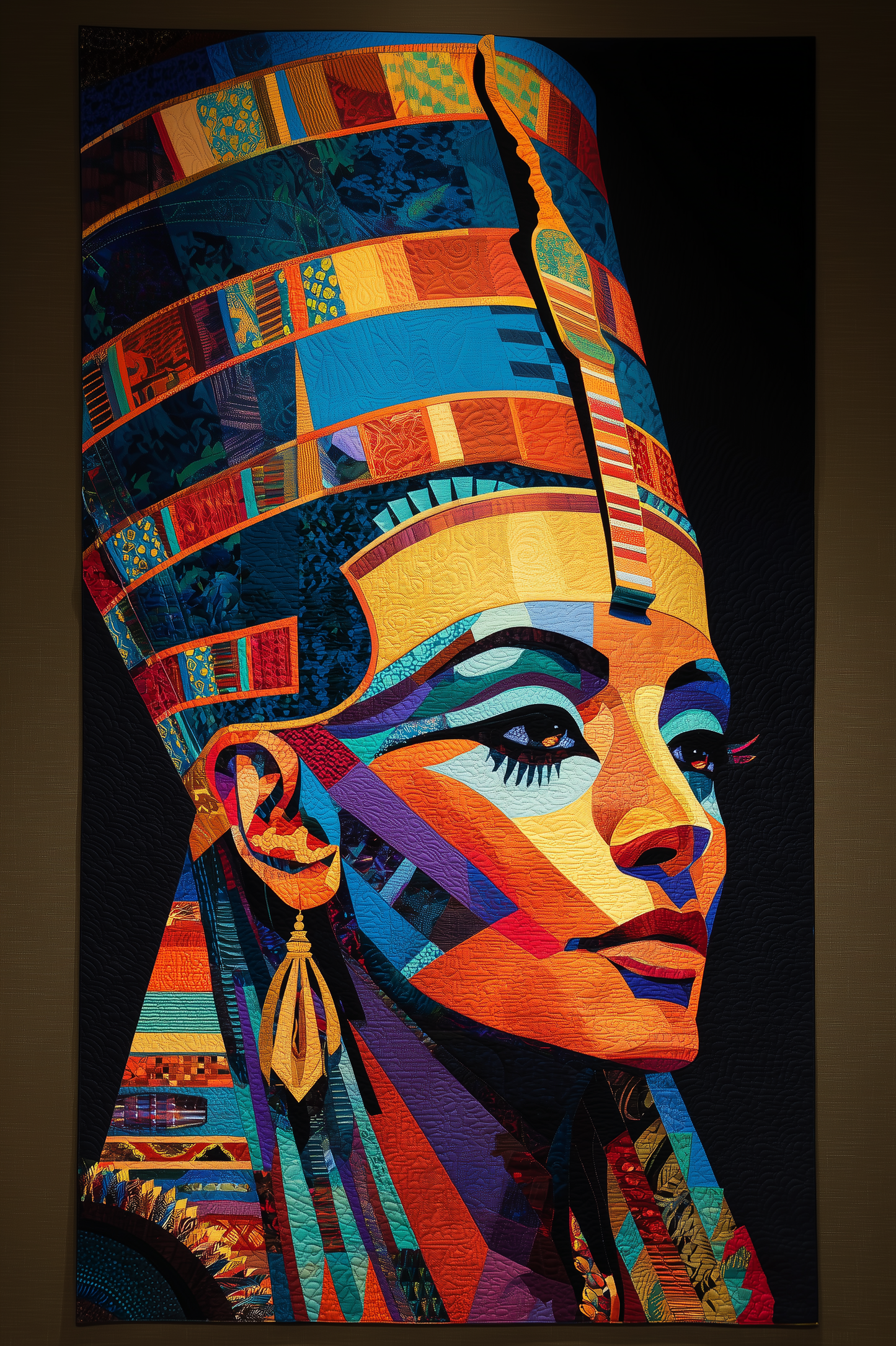 Portrait Quilt Pattern PDF – Modern Face Collage Quilt Template – Printable Appliqué Patchwork Pattern for Quilters – Cleopatra Design