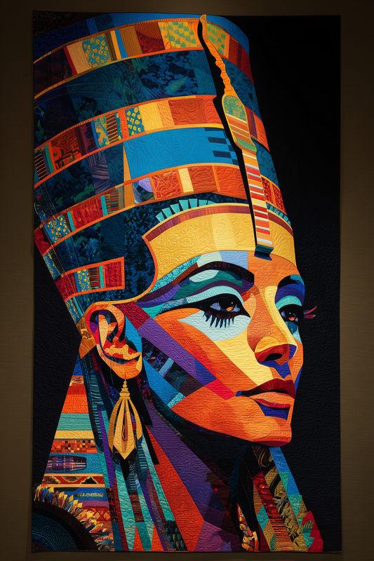 Portrait Quilt Pattern PDF – Modern Face Collage Quilt Template – Printable Appliqué Patchwork Pattern for Quilters – Cleopatra Design