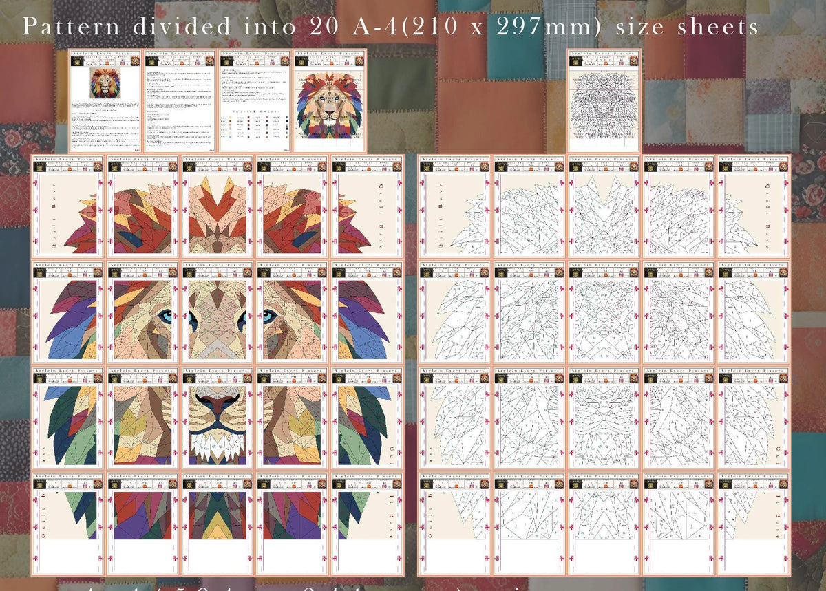 Unilion Pattern Lion Collage Quilt Pattern – Digital Appliqué Template (PDF ...