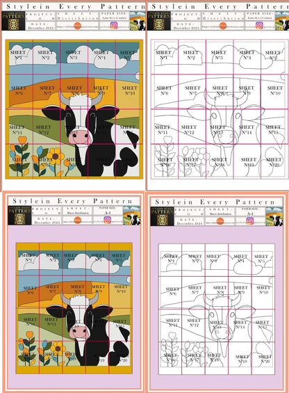 Patchwork Cow Pattern Cow Collage Quilt Pattern – Digital Appliqué & Patchwork Template (PDF ...
